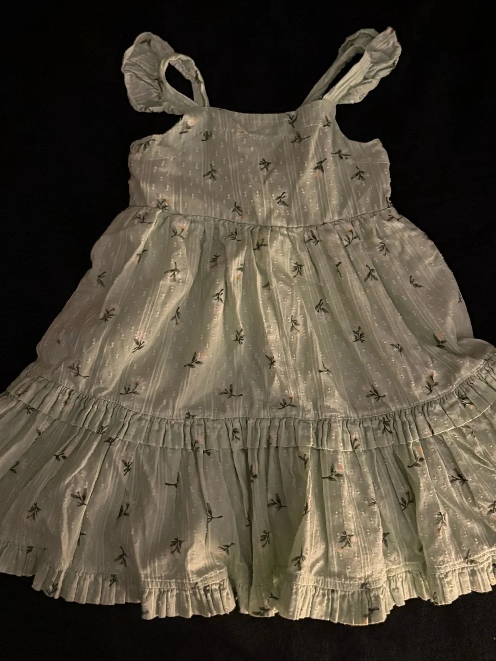 Tahari Light Sage Green Floral Ruffle Dress for Girls